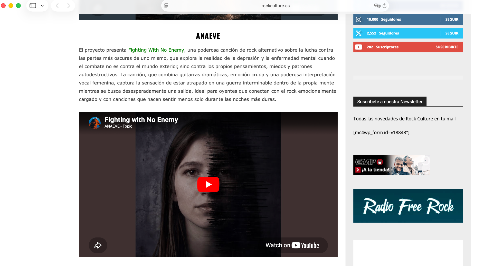 Rock Culture article about ANAEVE